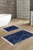 KAYABEY HOME B3-717P1-10P2 Kaymaz Taban Djt 2 Li Banyo Paspas Takımı Star Pamuk Saçaklı Modern 717 Lacivert 1