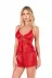 Kırmızı Saten Babydoll Şort Takımı 2