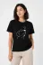 Köpek Figürlü Minimal Baskılı Tişört Kısa Kol Yazlık T-Shirt - Siyah - XS - Siyah 1