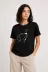 Köpek Figürlü Minimal Baskılı Tişört Kısa Kol Yazlık T-Shirt - Siyah - XS - Siyah 4