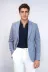 Koyu Mavi Keten Dokulu Gold Renk Metal Düğmeli Slim Fit Erkek Blazer Ceket - Wessi 1