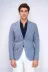 Koyu Mavi Keten Dokulu Gold Renk Metal Düğmeli Slim Fit Erkek Blazer Ceket - Wessi 4