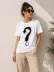 Kuğu Figürlü Soru İşareti Baskılı Tişört Kısa Kol T-Shirt - Beyaz - XL - Beyaz 3