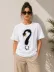 Kuğu Figürlü Soru İşareti Baskılı Tişört Kısa Kol T-Shirt - Beyaz - S - Beyaz 2