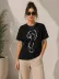 Kuğu Figürlü Soru İşareti Baskılı Tişört Kısa Kol T-Shirt - Siyah - XS - Siyah 2