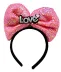 Led Işıklı 3 Farklı Fonksiyonda Yanan Gümüş Love Yazılı Fuşya Pembe Fiyonk Taç 20X17 cm (4745) 2