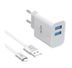 Linktech C205 Çift Usb Çıkışlı Lightning Kablolu 10W 2.1A Şarj Aleti Beyaz 1