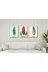 M&H Quality 564840848400 3’Lü Mdf Tablo Seti 20X30 Cm Uv Baskı Altın Detaylı Tüy Desenli Duvar Dekoru 3