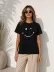 Minimal Gülümseyen Yüz Baskılı Tişört Kısa Kol Yazlık T-Shirt - Siyah - S - Siyah 2