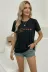 Minimal Kalp İşaret Baskılı Tişört Kısa Kol Yazlık T-Shirt - Siyah - XL - Siyah 3