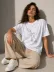 Minimal Kedi Çizim Baskılı Tişört Kısa Kol Yazlık T-Shirt - Beyaz - 2XL - Beyaz 4