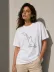 Minimal Kedi Çizim Baskılı Tişört Kısa Kol Yazlık T-Shirt - Beyaz - XL - Beyaz 2