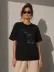 Minimal Kedi Çizim Baskılı Tişört Kısa Kol Yazlık T-Shirt - Siyah - M - Siyah 3