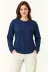 Modal Yumuşak Dokulu Bisiklet Yaka Uzun Kollu Tişört Sweatshirt - Lacivert - S - Lacivert 1
