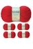 Nako RT-RYL-NWNKVZ251-5 5 Adet Vizon Premium Akrilik El Örgü İpi Yünü Renk No:251 Bayrak Kırmızı 1