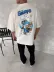 Ön Ve Arka Baskılı Oversize Bisiklet Yaka T-shirt- Beyaz - XL - Beyaz 4