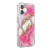 Onegif İphone 16 Lotus Simli Magsafe Kapak - Pembe 2