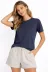 Osy Modal Yumuşak Dokulu Kumaş Bisiklet Yaka T-shirt - İndigo - S - İndigo 1