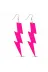 Pazarcan MEMEYSMRSMR-G139-PMB İthalat® 80’Ler 90'lar Neon Pembe Şimşek Küpe 10 Cm 4