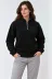 Polar Dik Yaka Yarım Fermuarlı Uzun Kollu Regular Fit Kışlık Sweatshirt - Siyah - 2XL - Siyah 1