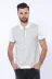 Polo Yaka Açık Gri Desenli Fermuarlı Örme T-shirt - Wessi 2