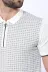 Polo Yaka Açık Gri Desenli Fermuarlı Örme T-shirt - Wessi 3