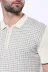 Polo Yaka Krem Desenli Fermuarlı Örme T-shirt | Wessi 3