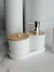 ROSSEV ban65404102 Akrilik 5 Parça Bambu Kapak Beyaz Banyo Seti 3