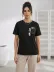 Sevimli Kedi Cep Baskılı Tişört Kısa Kol Yazlık T-Shirt - Siyah - 2XL - Siyah 3