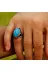 SilverXJewellery MR0580086 Nidam Butik Gümüş Kartal Pençesi Turkuaz Taşlı Erkek Yüzük 2