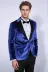 Simli Slim Fit Kadife İndigo Mavi Erkek Smokin Ceket - Wessi 1