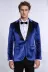 Simli Slim Fit Kadife İndigo Mavi Erkek Smokin Ceket - Wessi 2