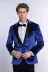 Simli Slim Fit Kadife İndigo Mavi Erkek Smokin Ceket - Wessi 3
