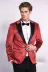 Simli Slim Fit Kadife Kırmızı Erkek Smokin Ceket - Wessi 4