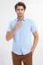Slim Fit Kısa Kollu Terikoton Mavi Erkek Gömlek - Wessi - S / Mavi 1