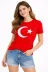 T-Shirt Kısa Kol Bisiklet Yaka Ay Yıldız Bayrak Baskılı Tişört - Kırmızı - XL - Kırmızı 2