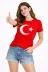 T-Shirt Kısa Kol Bisiklet Yaka Ay Yıldız Bayrak Baskılı Tişört - Kırmızı - XL - Kırmızı 3