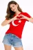 T-Shirt Kısa Kol Bisiklet Yaka Ay Yıldız Bayrak Baskılı Tişört - Kırmızı - XL - Kırmızı 4