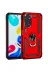 Techaks T21910-TCHS Redmi Note 11 Global Kılıf Kamera Çıkıntılı Standlı Yüzüklü Mıknatıslı Zırh Kapak Vega - Kırmızı 4