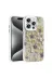 Techaks T31803-TCHS Iphone 14 Pro Max Kılıf Çiçek Desenli Parlak Taşlı Sert Silikon Zore Garden Kapak - Mavi 1