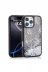 Techaks T35553-TCHS Iphone 14 Pro Max Kılıf Sıvılı Simli Kelebek Baskılı Şeffaf Arka Yüzey Zore Glis Silikon Kapak - Mor 2