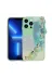 Techaks TCHS-23386 Iphone 12 Pro Uyumlu Simli Desenli El Askılı Tutacaklı Zore Elsa Silikon Kılıf-Yeşil 1