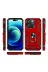 Techaks TCHS-24837 İphone 14 Pro Kılıf Kamera Çıkıntılı Standlı Yüzüklü Mıknatıslı Zırh Kapak Vega-Mavi 4