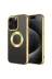 Techaks TCHS-29797 Iphone 15 Pro Max Uyumlu Tek Kamera Çerçeveli Logo Gösteren Zore Omega Kılıf-Gold 1