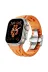 Techaks TCHS34270 Apple Watch Ultra 49Mm Krd-127 Metal Tokalı Silikon Kordon-Turuncu 1
