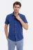 Terikoton Kısa Kollu Slim Fit Lacivert Erkek Gömlek - Wessi - S / Mavi 1