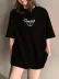 Thousand Baskılı Oversize Bisiklet Yaka T-shirt - Siyah - S - Siyah 1