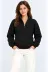 Üç İplik İçi Şardonlu Dik Yaka Yarım Fermuarlı Kışlık Sweatshirt - Siyah - L - Siyah 2
