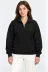 Üç İplik İçi Şardonlu Dik Yaka Yarım Fermuarlı Kışlık Sweatshirt - Siyah - L - Siyah 4