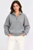 Üç İplik İçi Şardonlu Dik Yaka Yarım Fermuarlı Kışlık Sweatshirt - Grİ - L - Gri 1